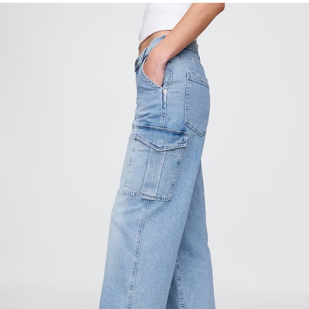 Blue Denim Cargo Jeans - Picture 2 of 5